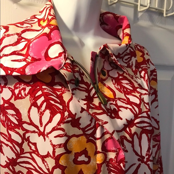 Chico’s ZENERGY Neema Jacket Floral Pink Orange Red White Light Golf Colorful - Picture 5 of 11